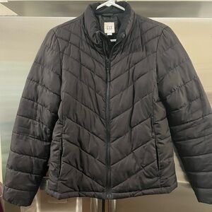 GAP Women's Black Chevron Quilted Puffer Jacket